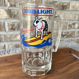 Vintage 1987 Bud Light Surfing Spuds MacKenzie Dog ~Giant 32oz ~Glass Beer Mug